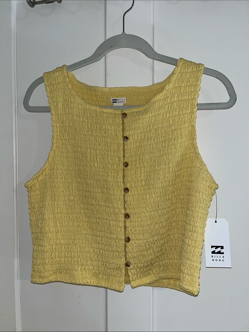 Billabong Yellow Textured Cropped Tank
